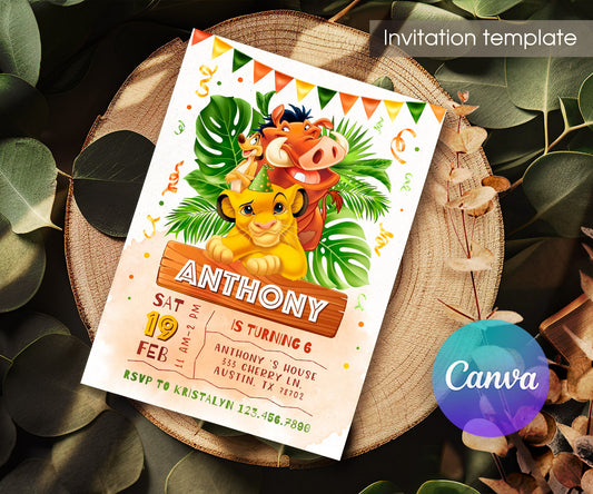 Lion King Simba customizable invitation template | Share or Print | OY870