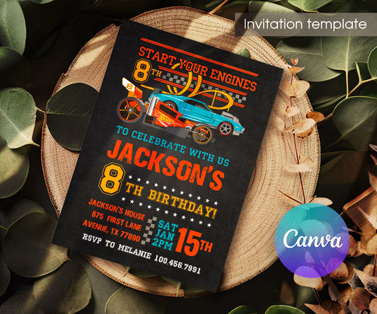Hot Wheels Racing customizable invitation template | Share or Print | boy | LW903