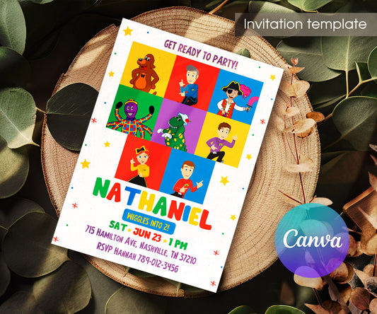 Wiggles One Finger One Thumb customizable invitation template | Share or Print | LL226