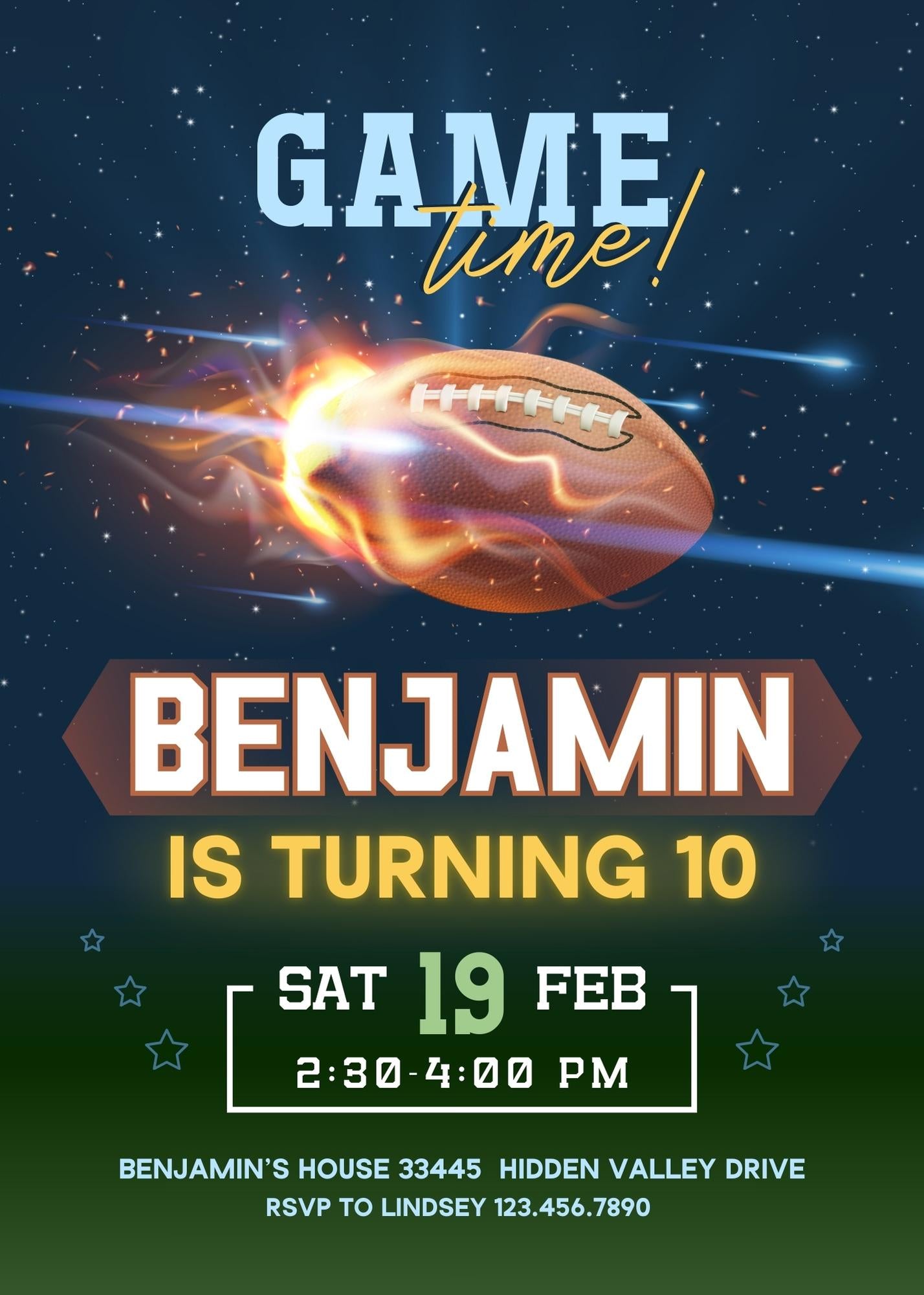 Super Bowl Football customizable invitation template | Share or Print | boy | GH376