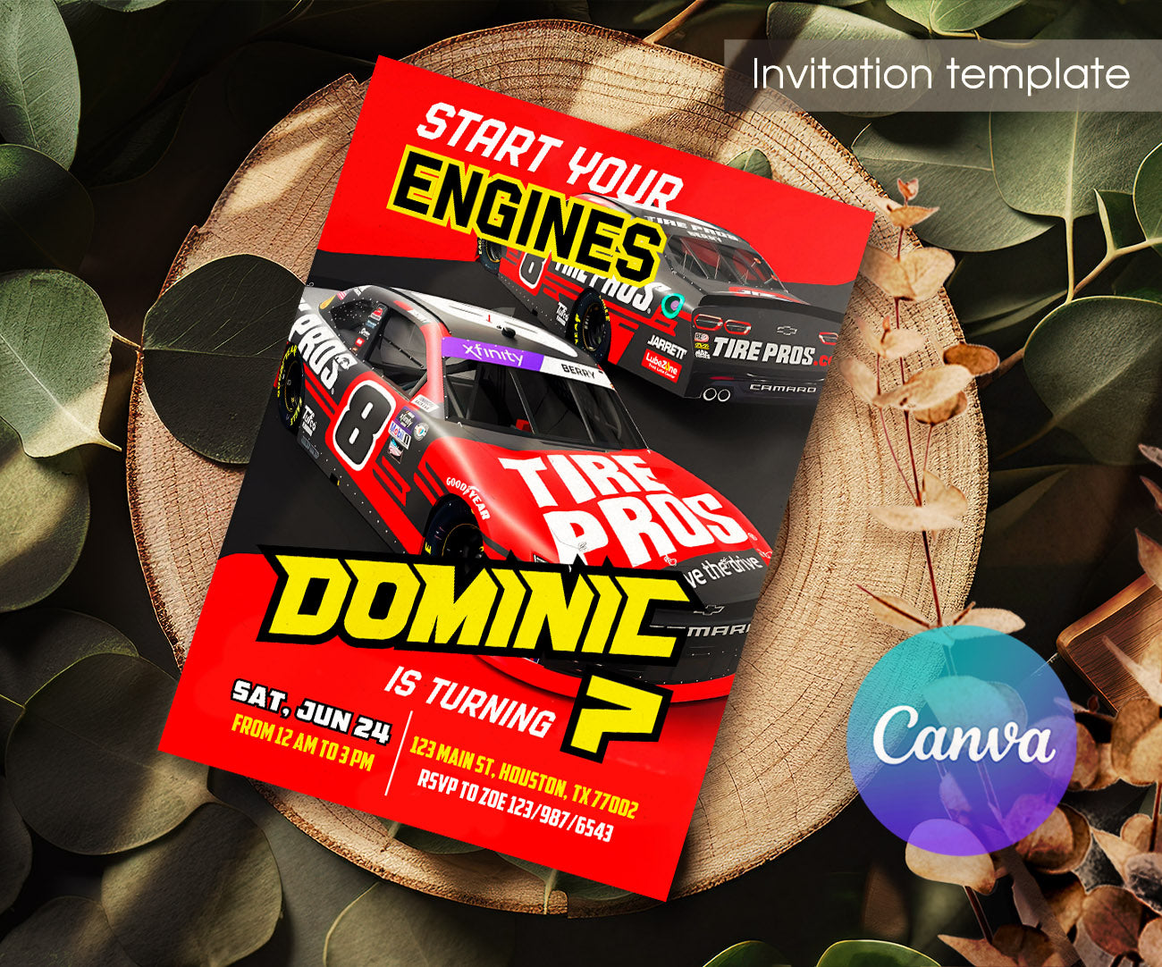 Nascar Racing Ricky Bobby customizable invitation template | Share or Print | boy | BT164