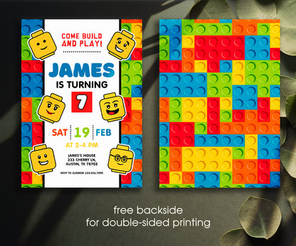 Lego Minifigures customizable invitation template | Share or Print | FE563