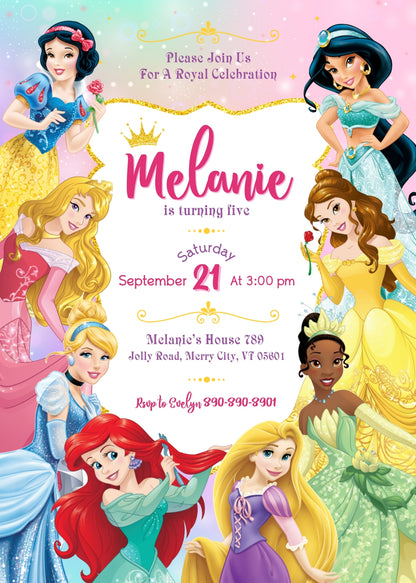 Disney Princess customizable invitation template | Share or Print | girl | JO068