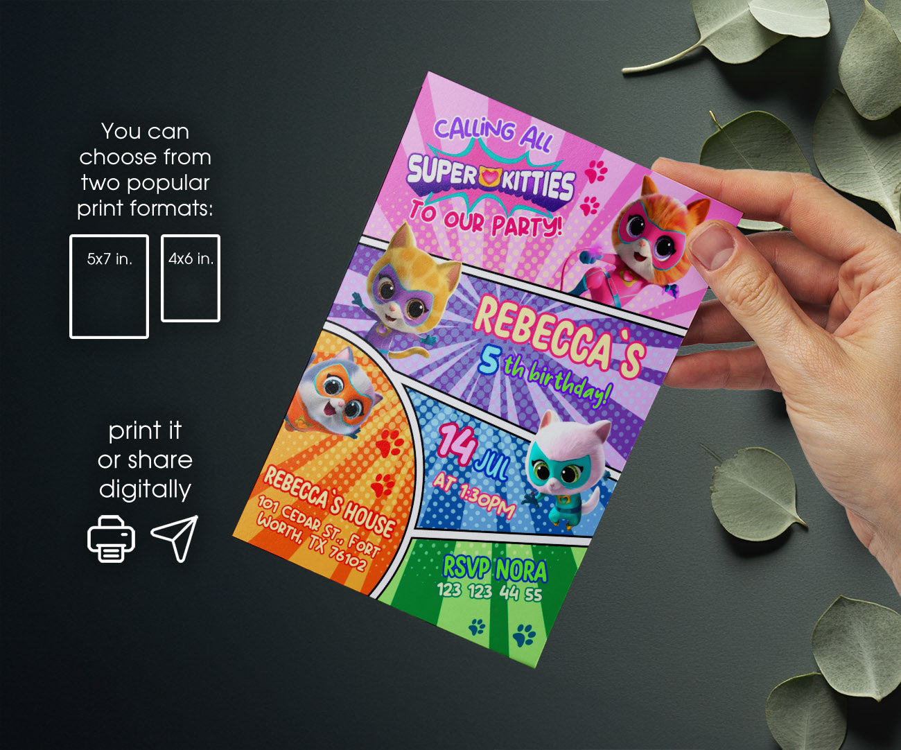SuperKitties customizable invitation template | Share or Print | HT636