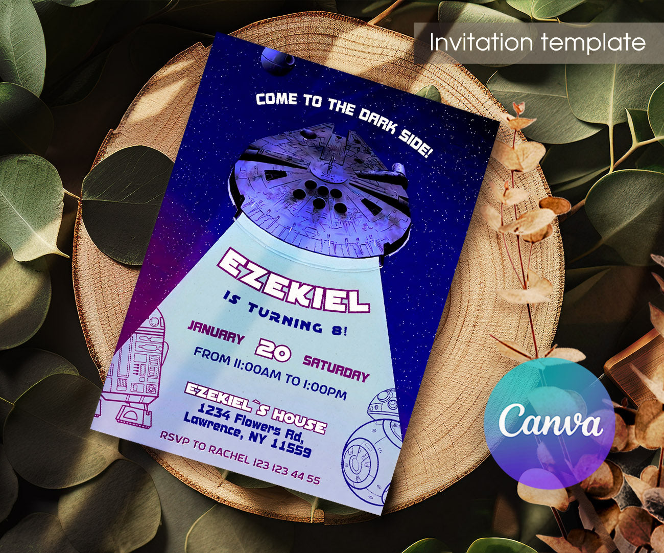Star Wars Darth Vader customizable invitation template | Share or Print | boy | FB730