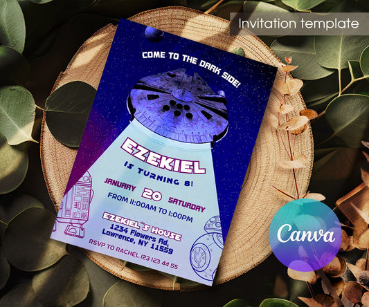 Star Wars Darth Vader customizable invitation template | Share or Print | boy | FB730