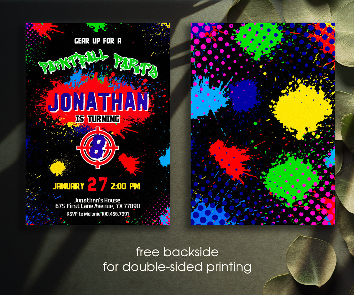Paintball Airsoft battle customizable invitation template | Share or Print | boy | HZ021