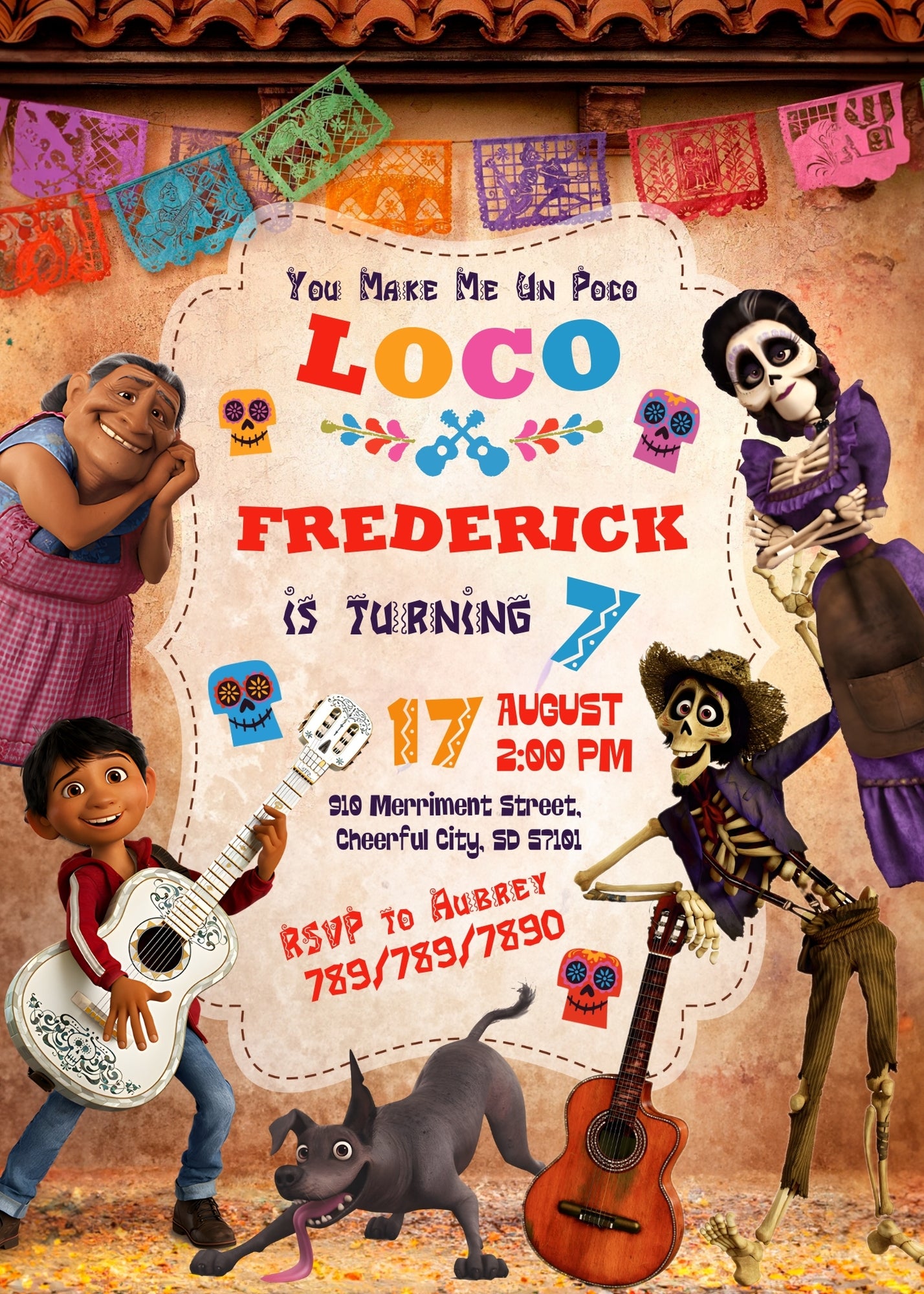 Coco Día Muertos Halloween customizable invitation template | Share or Print | DF225