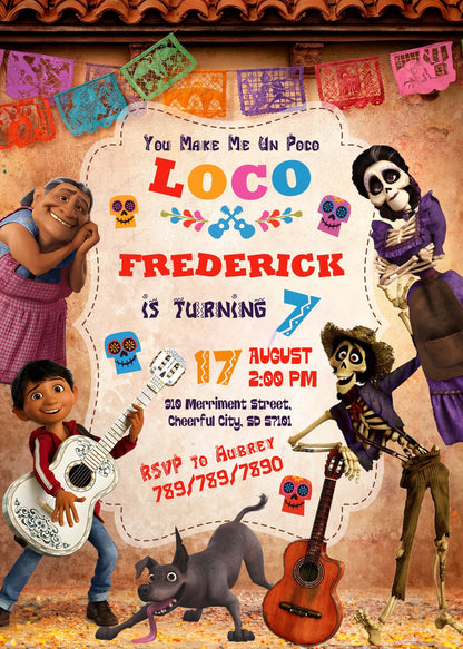 Coco Día Muertos Halloween customizable invitation template | Share or Print | DF225