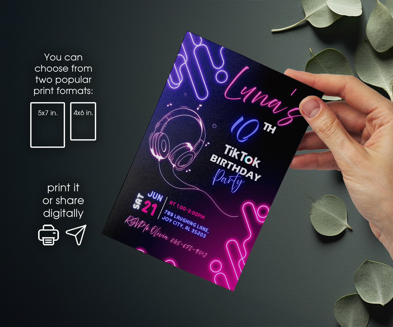 Tik Tok Party customizable invitation template | Share or Print | VE094