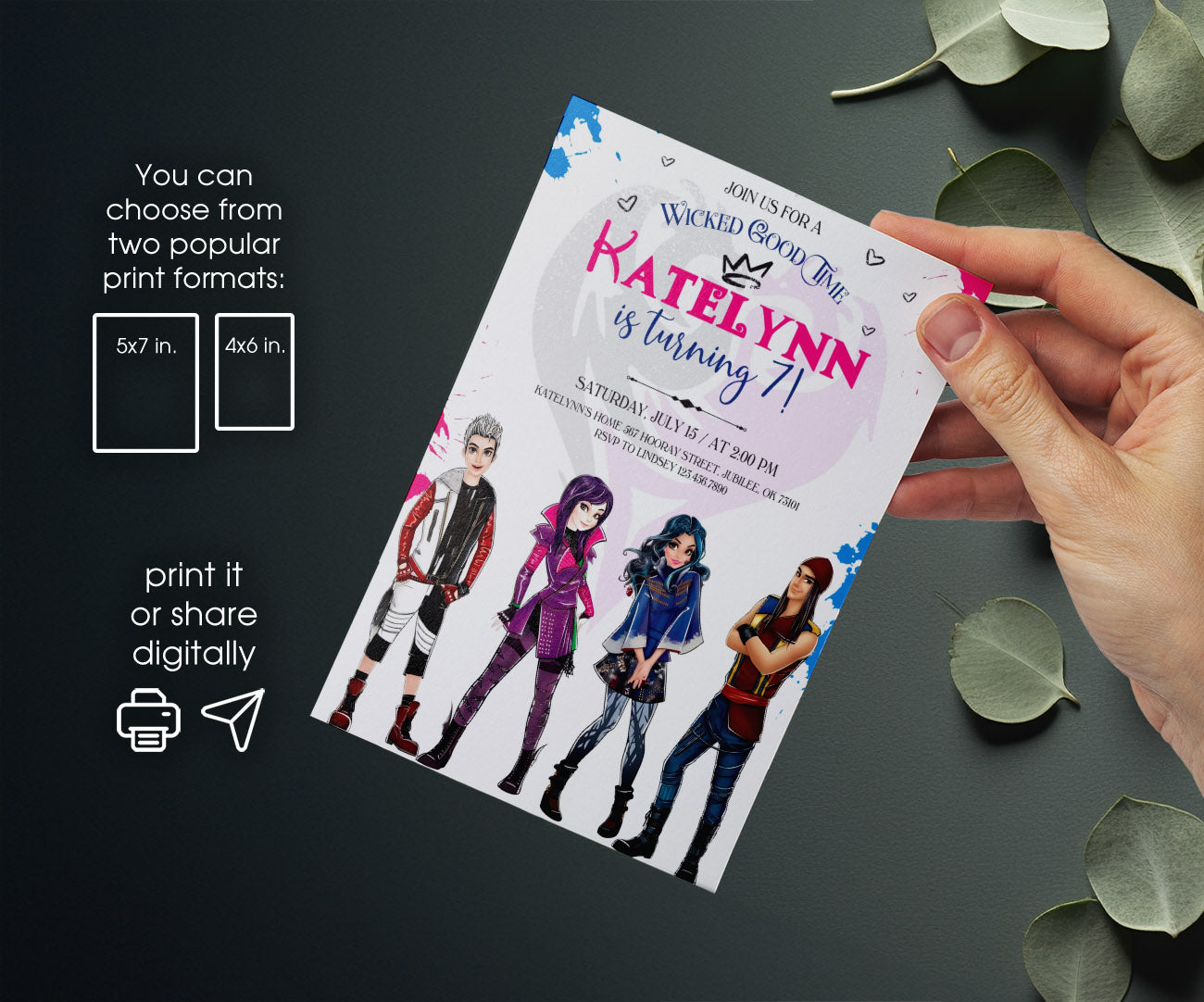 Descendants Disney customizable invitation template | Share or Print | CU817