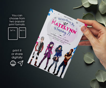 Descendants Disney customizable invitation template | Share or Print | CU817