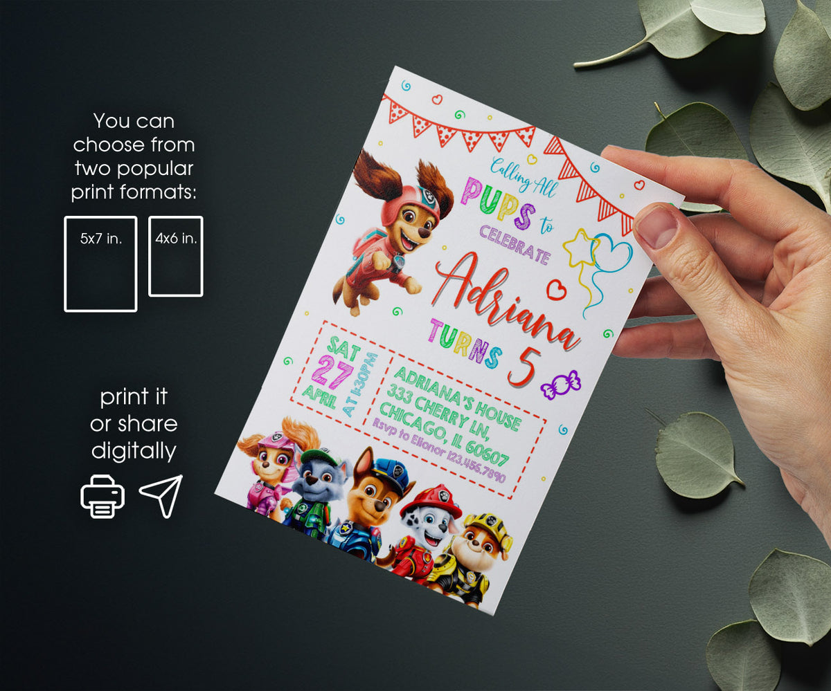 PAW Patrol customizable invitation template | Share or Print | DT610