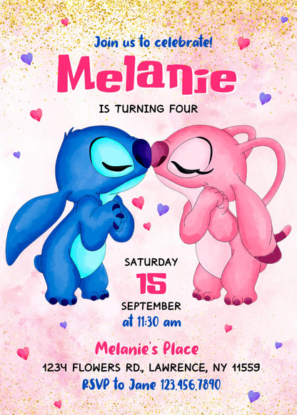 Lilo & Stitch Angel customizable invitation template | Share or Print | girl | NV853