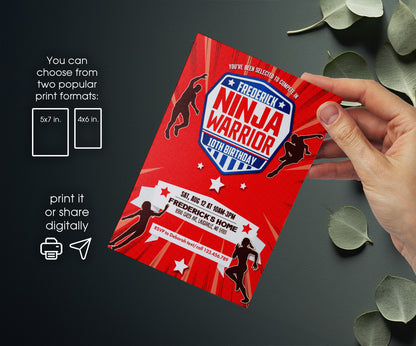 American Ninja Warrior customizable invitation template | Share or Print | XU197