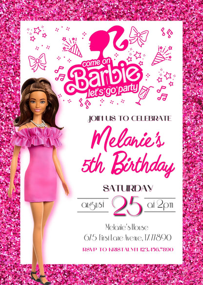 Barbie Pink customizable invitation template | Share or Print | girl | AQ993
