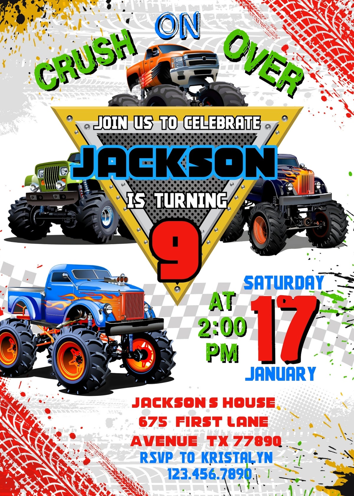 Monster Jam  Monster Truck customizable invitation template | Share or Print | boy | TA312