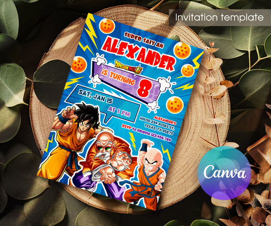 Dragon Ball Z Anime customizable invitation template | Share or Print | boy | LQ599