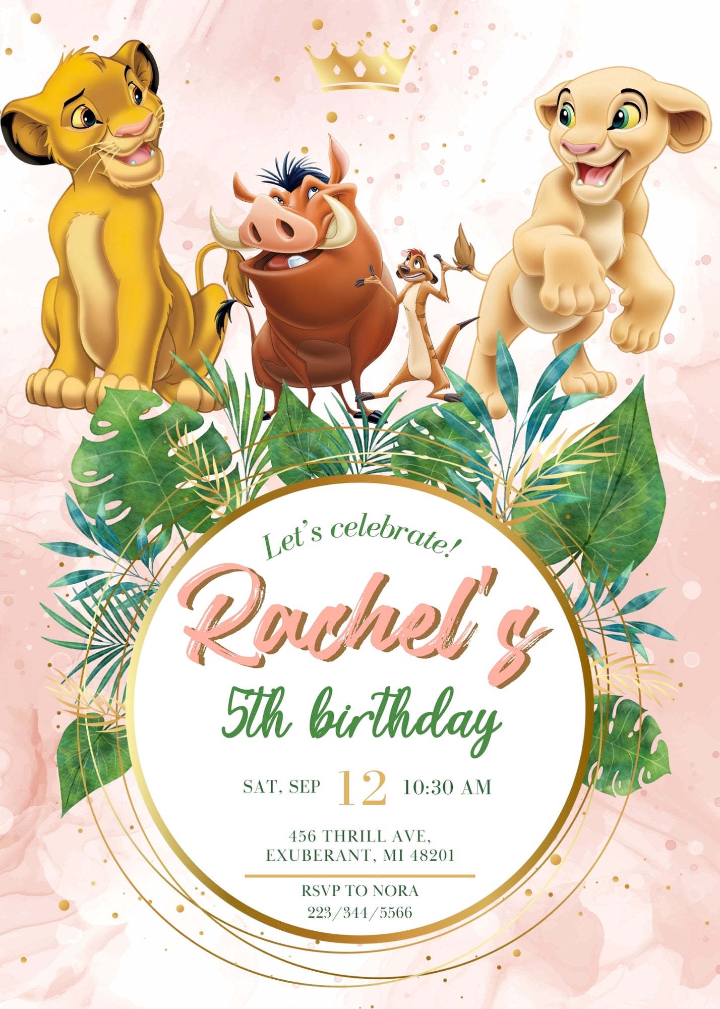 Lion King Simba customizable invitation template | Share or Print | AM909