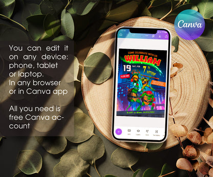 Teenage Mutant Ninja Turtles Mutant Mayhem customizable invitation template | Share or Print | boy | UJ597