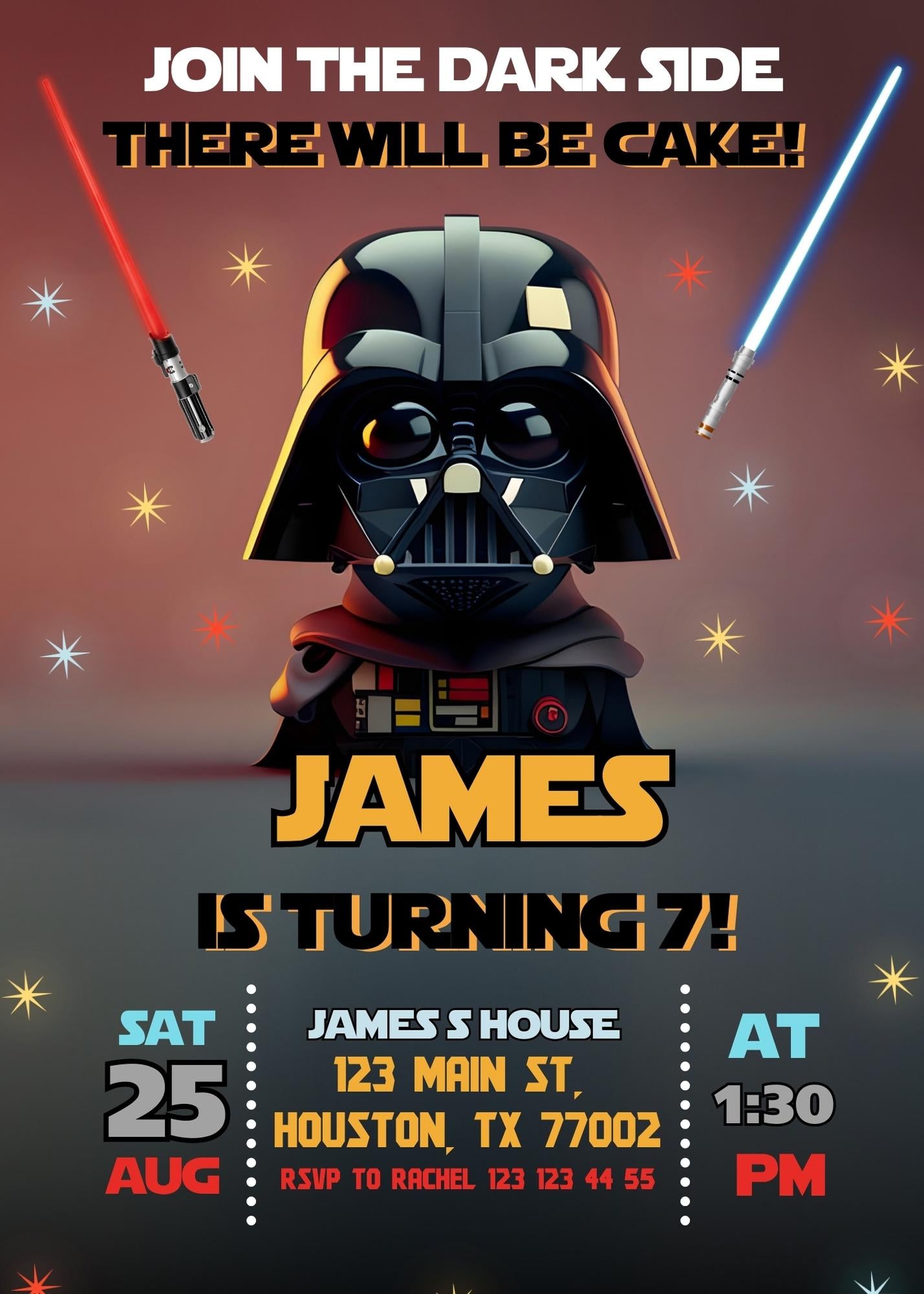 Star Wars Darth Vader customizable invitation template | Share or Print | boy | ID031