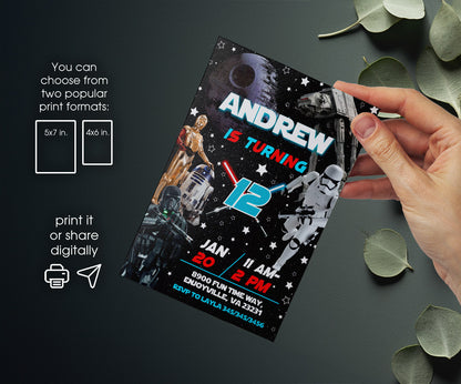 Star Wars Darth Vader customizable invitation template | Share or Print | boy | UX916