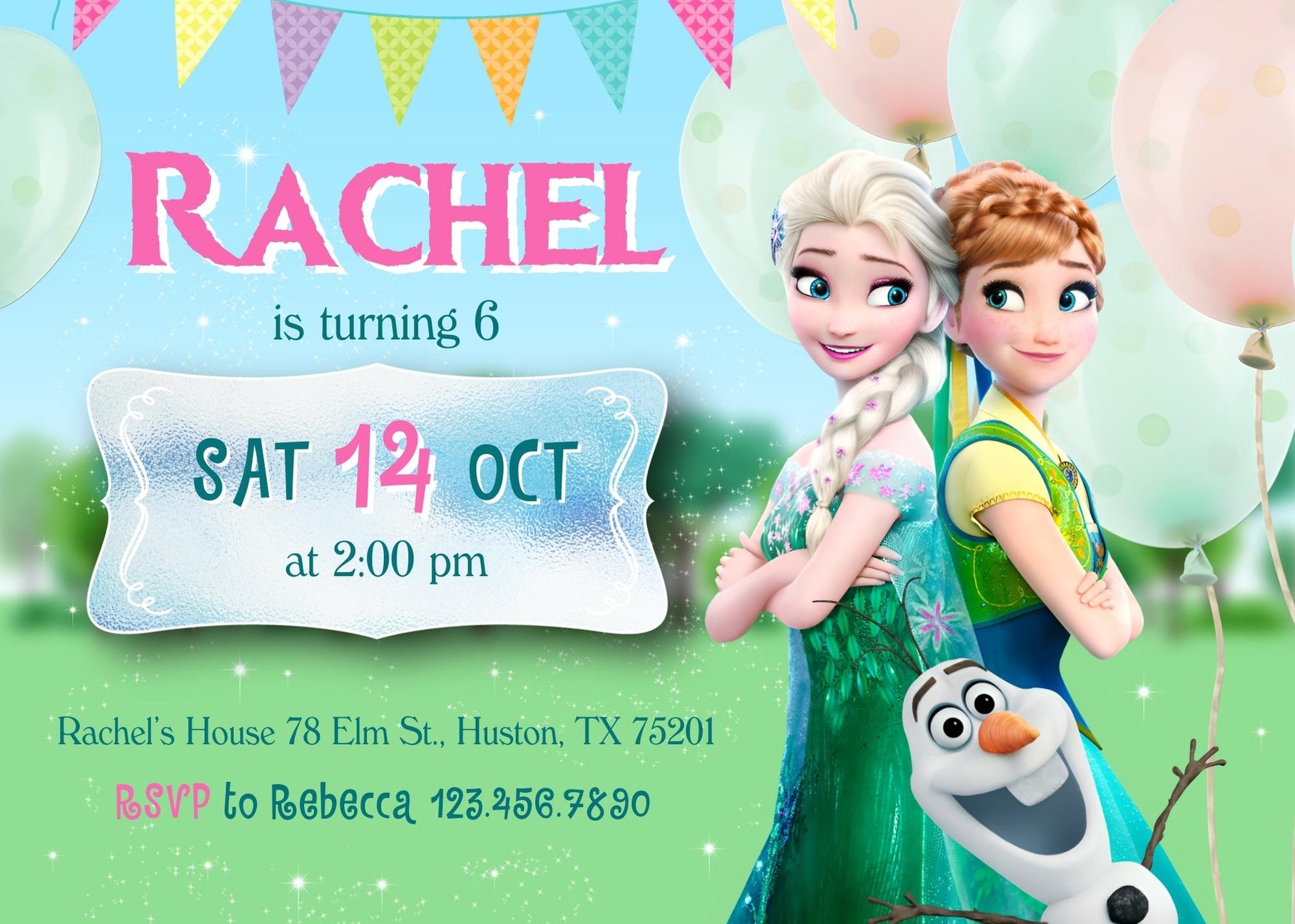 Frozen Elsa customizable invitation template | Share or Print | girl | CR425