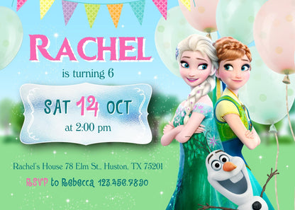 Frozen Elsa customizable invitation template | Share or Print | girl | CR425