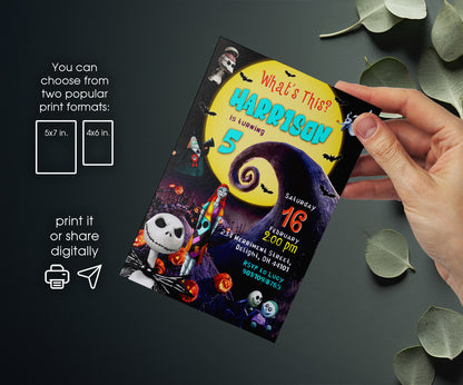 The Nightmare Before Christmas Halloween customizable invitation template | Share or Print | RH083