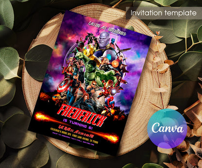 Avengers Marvel Superhero customizable invitation template | Share or Print | boy | QP010