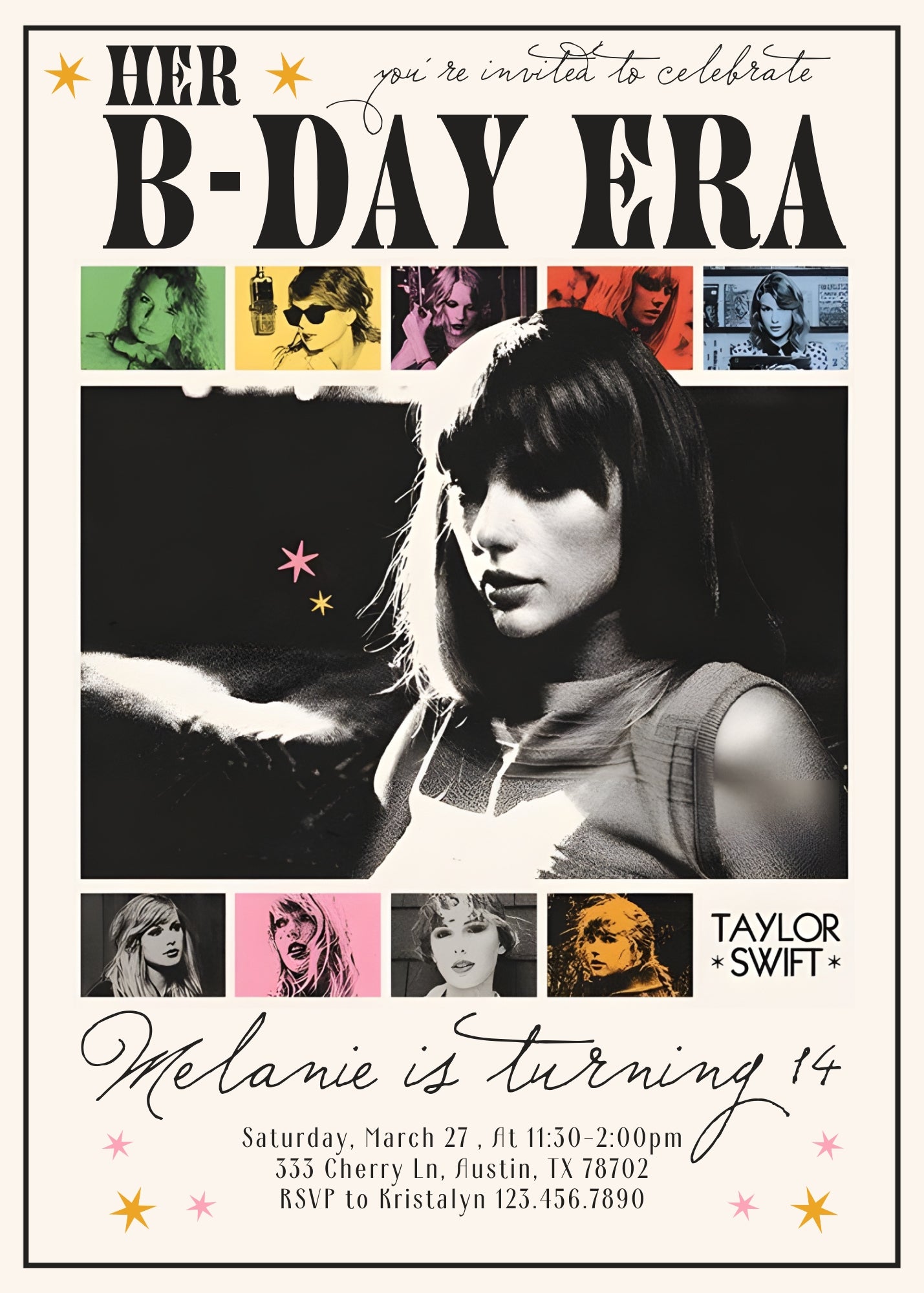 Taylor Swift Eras Tour customizable invitation template | Share or Print | girl | VU111