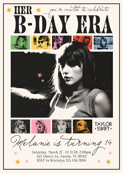 Taylor Swift Eras Tour customizable invitation template | Share or Print | girl | VU111