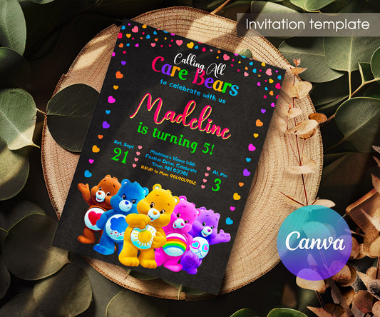 Care Bears customizable invitation template | Share or Print | UE160