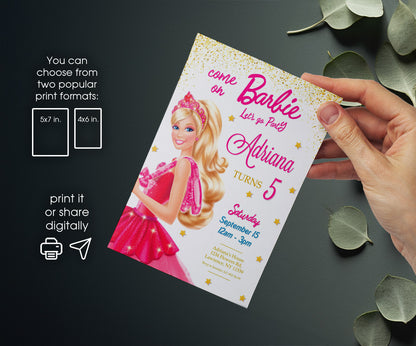 Barbie Pink customizable invitation template | Share or Print | girl | UP651