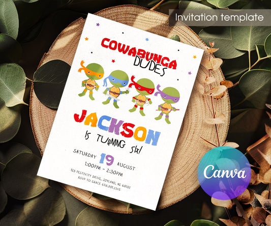 Teenage Mutant Ninja Turtles customizable invitation template | Share or Print | boy | DL043