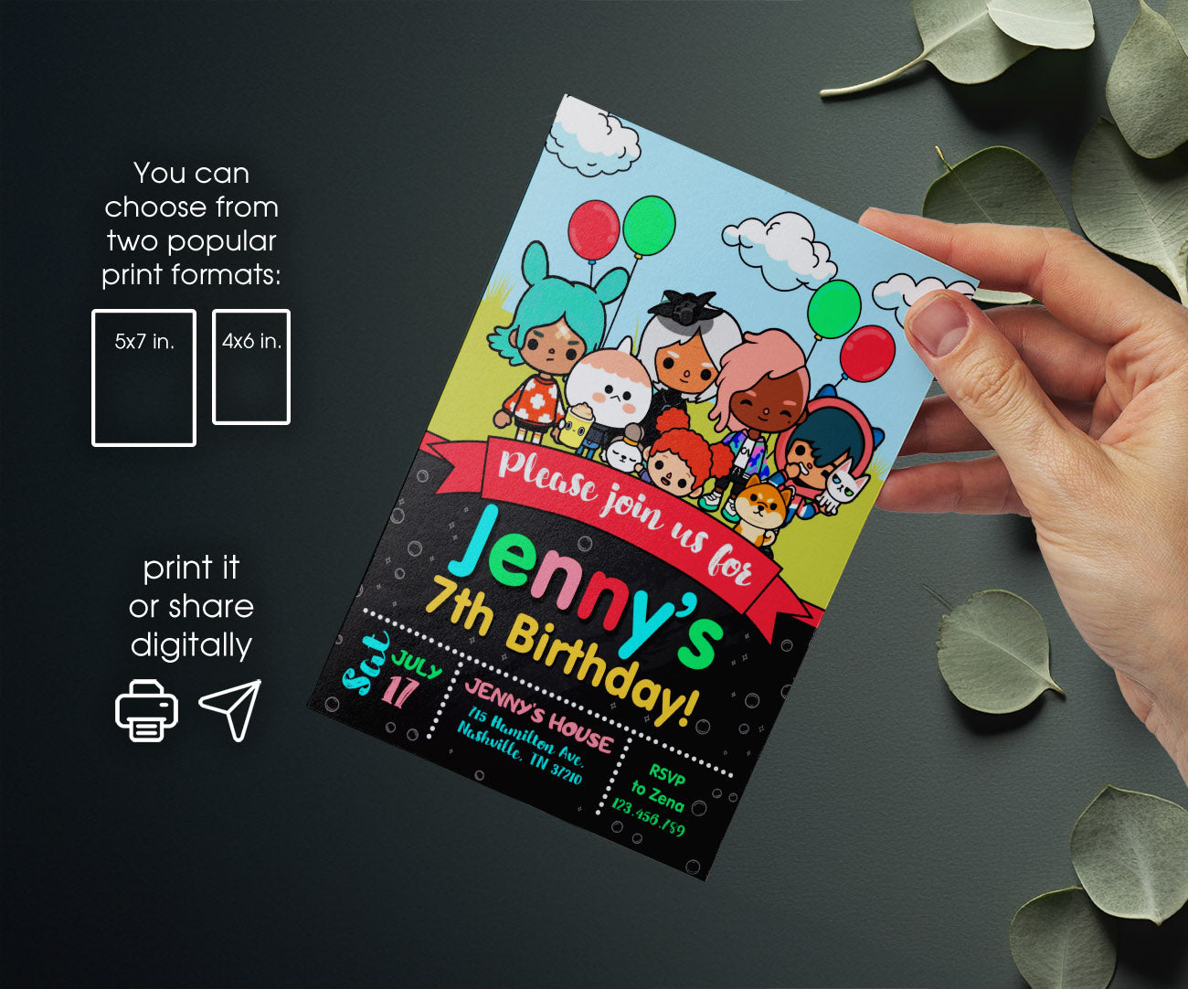 Toca Boca World Gamer customizable invitation template | Share or Print | CR360