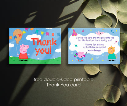 Peppa Pig customizable invitation template | Share or Print | girl | OU490