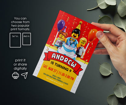 Lego Minifigures customizable invitation template | Share or Print | AO141