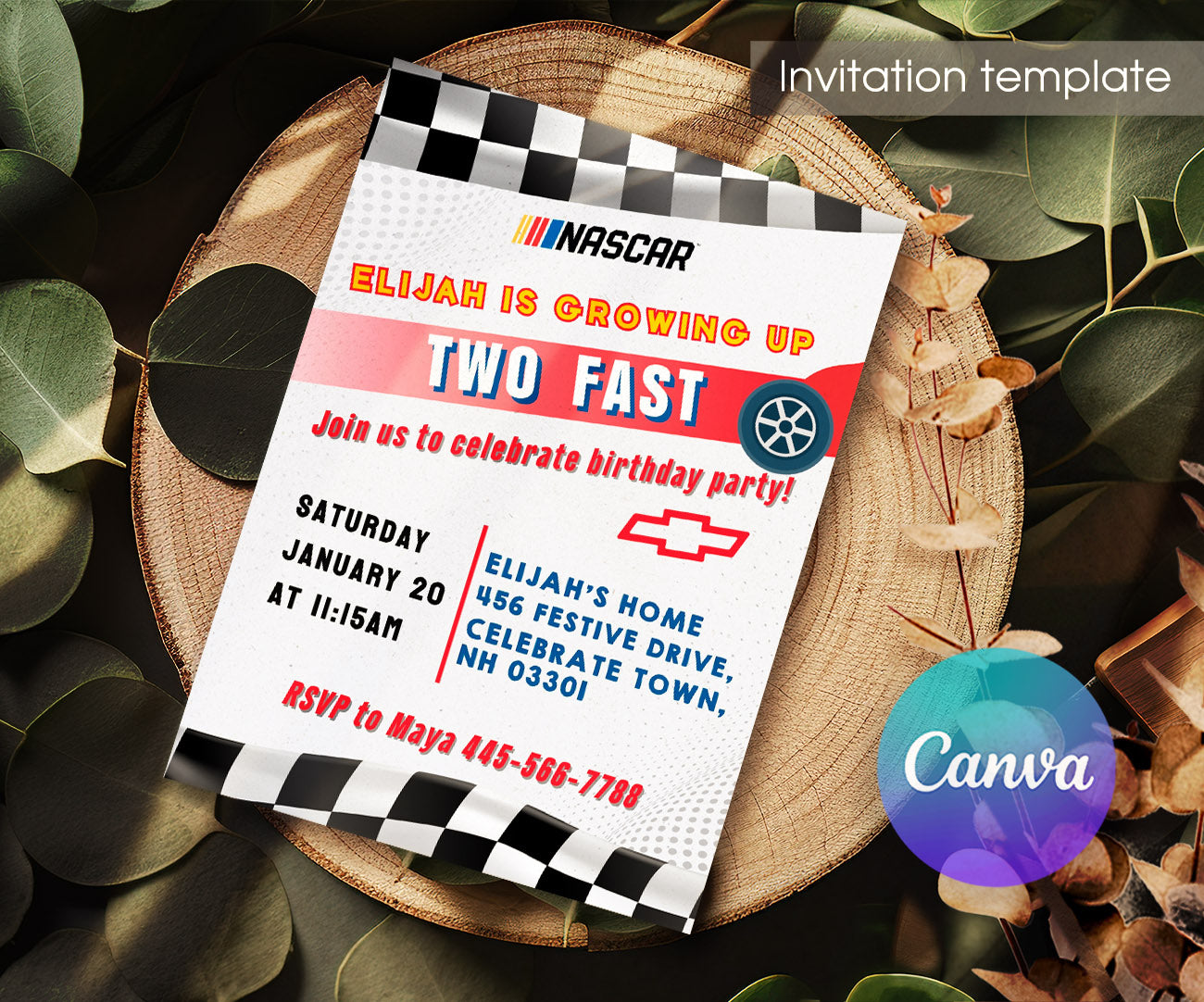 Nascar Ricky Bobby customizable invitation template | Share or Print | boy | GN464