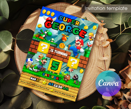 Super Mario Bros customizable invitation template | Share or Print | CM923