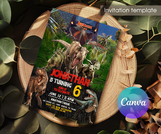 Jurassic Park Dinosaur customizable invitation template | Share or Print | HF655