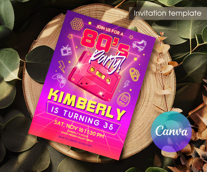 80th Eightieth Party Disco customizable invitation template | Share or Print | YO388