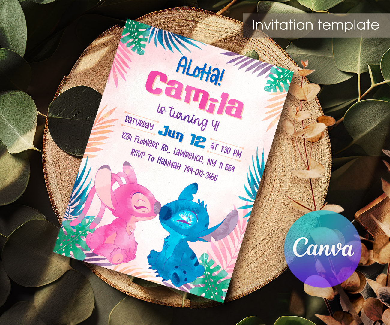 Lilo & Stitch Angel customizable invitation template | Share or Print | girl | SK587