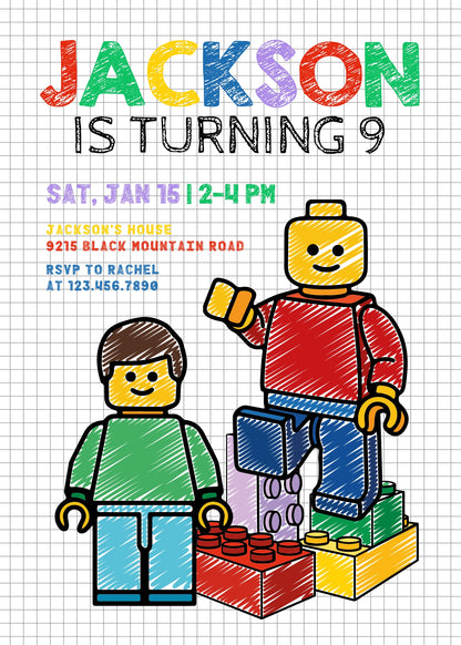 Lego Minifigures customizable invitation template | Share or Print | RT491