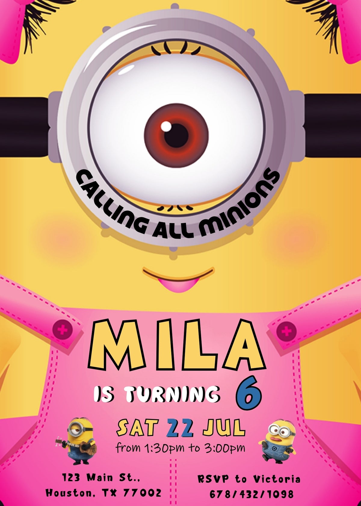 Minions Despicable Me customizable invitation template | Share or Print | SM539