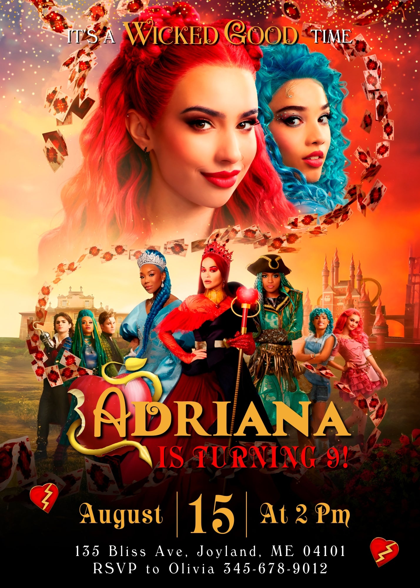 Descendants The Rise of Red Disney customizable invitation template | Share or Print | HN837