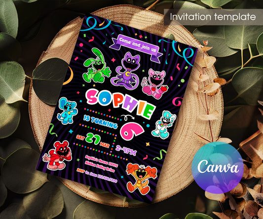 Smiling Critters customizable invitation template | Share or Print | PD001