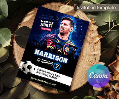 Messi Fifa Soccer customizable invitation template | Share or Print | XR616