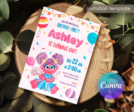 Sesame Street Abby Cadabby customizable invitation template | Share or Print | girl | UL042