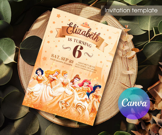 Disney Princess customizable invitation template | Share or Print | girl | YL985